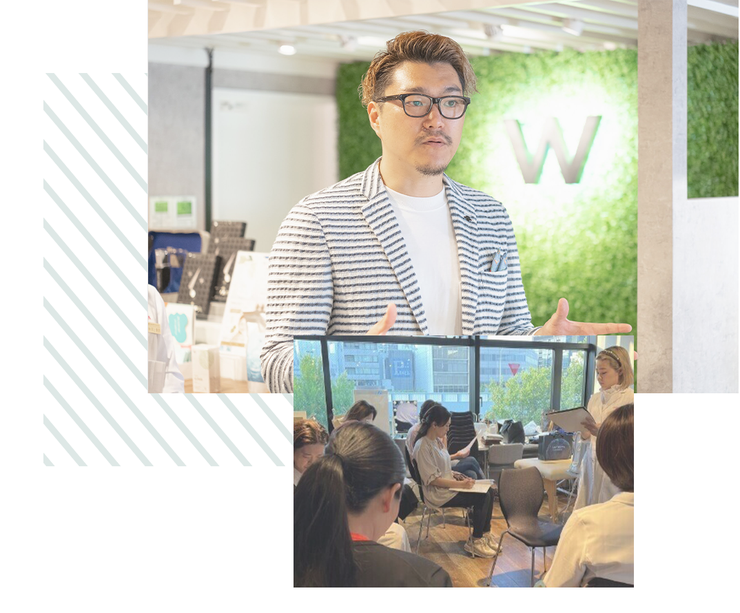 整体や美顔施術を行う練習生